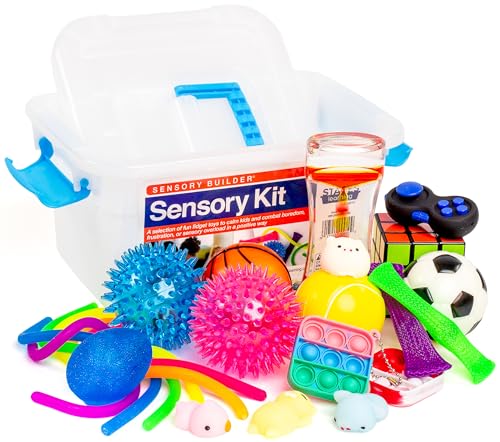 Sensory Builder: Fidget Toys Sensory Kit Bundle-from The Makers of Language Builder - Stress Relief Balls with Fidget Hand Toys for Anxiety Kids & Adults-Calming Toys for ADHD Autism Anxiety