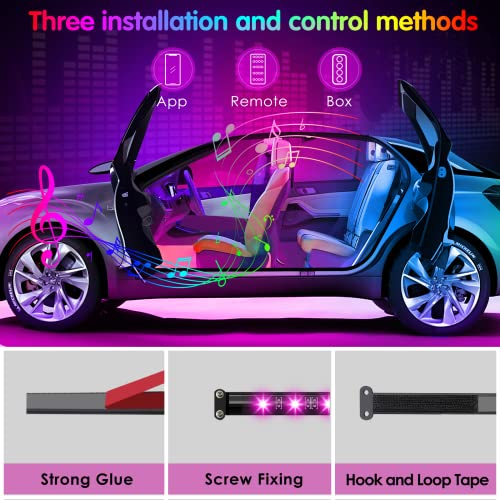 Interior Car Lights Keepsmile Car Accessories APP Control with Remote Music Sync Color Change RGB Under Dash Car Lighting with Charger 12V LED Lights