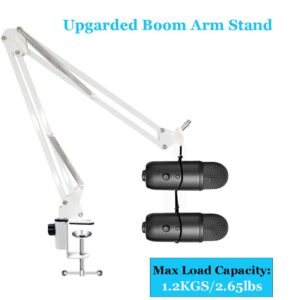 For Blue Yeti X Boom Arm, YUZUHOME Heavy Duty Adjustable Blue Yeti Nano Microphone Stand with 3/8"to 5/8" Screw Adapter,Compatible with blue yeti Mic, White