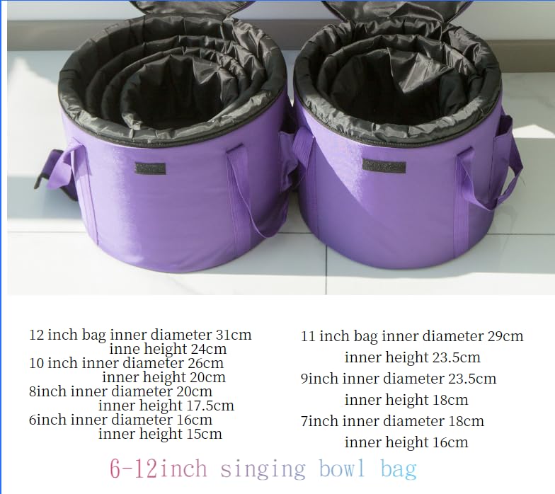 YongFei Purple Heavy Duty Sponge Padded Crystal Singing Bowl Case for 6-12 inch 8-14inch Sound Bowls… (6-12inch 2pc bag)