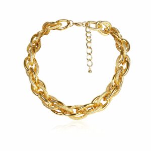 Inactwin Chunky Gold Chain Necklace Heavy Silver Chain Necklace Punk Choker Rectangle Curb Cuban Link Necklace Women (Golden)