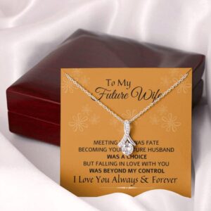 KINDPAW Romantic Future Wife Necklace for Girlfriend - Surprise Her with 'I Love You Always and Forever' Message Card on Birthday, Christmas, or Any Special Occasion