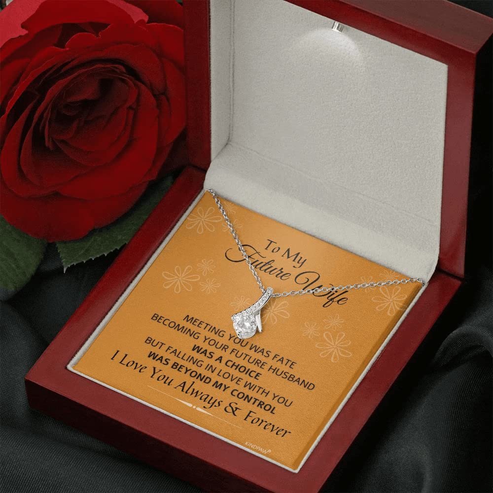 KINDPAW Romantic Future Wife Necklace for Girlfriend - Surprise Her with 'I Love You Always and Forever' Message Card on Birthday, Christmas, or Any Special Occasion