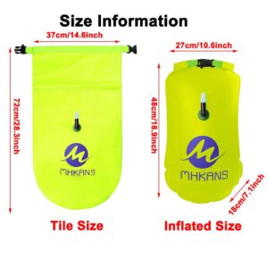 YMLHOME Swim Buoy 20L Swimming Safety Buoy Float Dry Bag with Adjustable Waist Belt and Waterproof Cell Phone Bag for Open Water Swimmers and Safer Swim Training (Green)