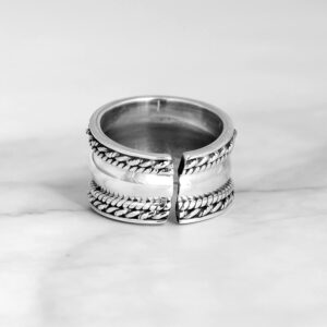 Boho-Magic 925 Sterling Silver Boho Rings for Women, Wide Band Thumb Ring, Adjustable (9)