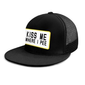 kiss me Where i Pee Hat Sandwich Vintage Adjustable Baseball Caps Sun Cap Unisex Outdoor Black