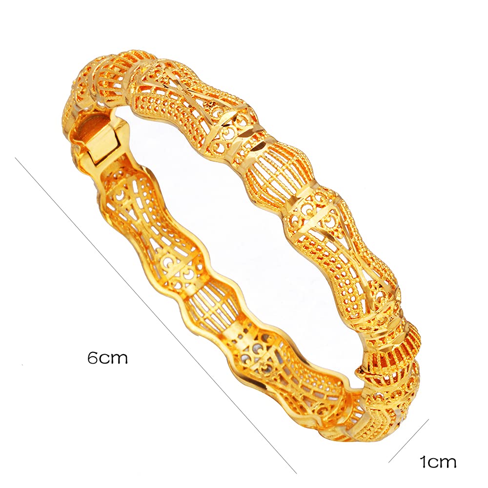 Ethlyn 18K Gold Plated Dubai Gold Bangles Women Bangles&Bracelet Thanksgiving Day Birthday Halloween Christmas Gifts for women (4pcs) (B215)