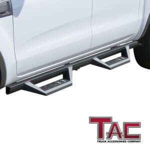 TAC Sidewinder Running Boards Fit 2019-2024 Ford Ranger SuperCrew Cab Truck Pickup 4” Drop Fine Texture Black Side Steps Nerf Bars Rock Slider Armor Off-Road Accessories (2pcs)