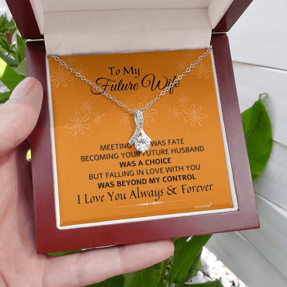 KINDPAW Romantic Future Wife Necklace for Girlfriend - Surprise Her with 'I Love You Always and Forever' Message Card on Birthday, Christmas, or Any Special Occasion