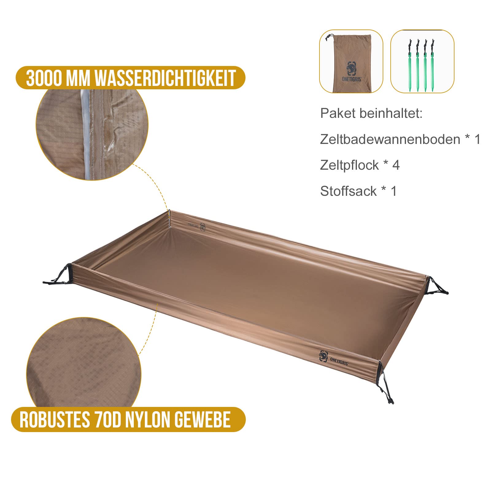 OneTigris Multifunctional Tent Footprint - Camping Tent Bathtub Floor for Tarp Bushcraft Shelter Camping Hiking Backpacking