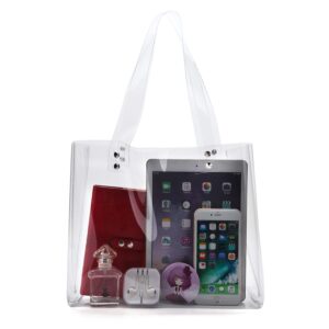 LAM GALLERY Women's PVC Clear Tote Bag for Working Beach Concert Sports Events Bag (Horizontal Style)