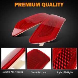 Rear Bumper Reflector Light Lamp Compatible with Jeep Grand Cherokee 2012-2018, Patriot 2013-2017, Dodge Journey 2012-2020 Back Bumper Reflectors Left & Right Red Les Replace # 57010720AC, 57010721AC