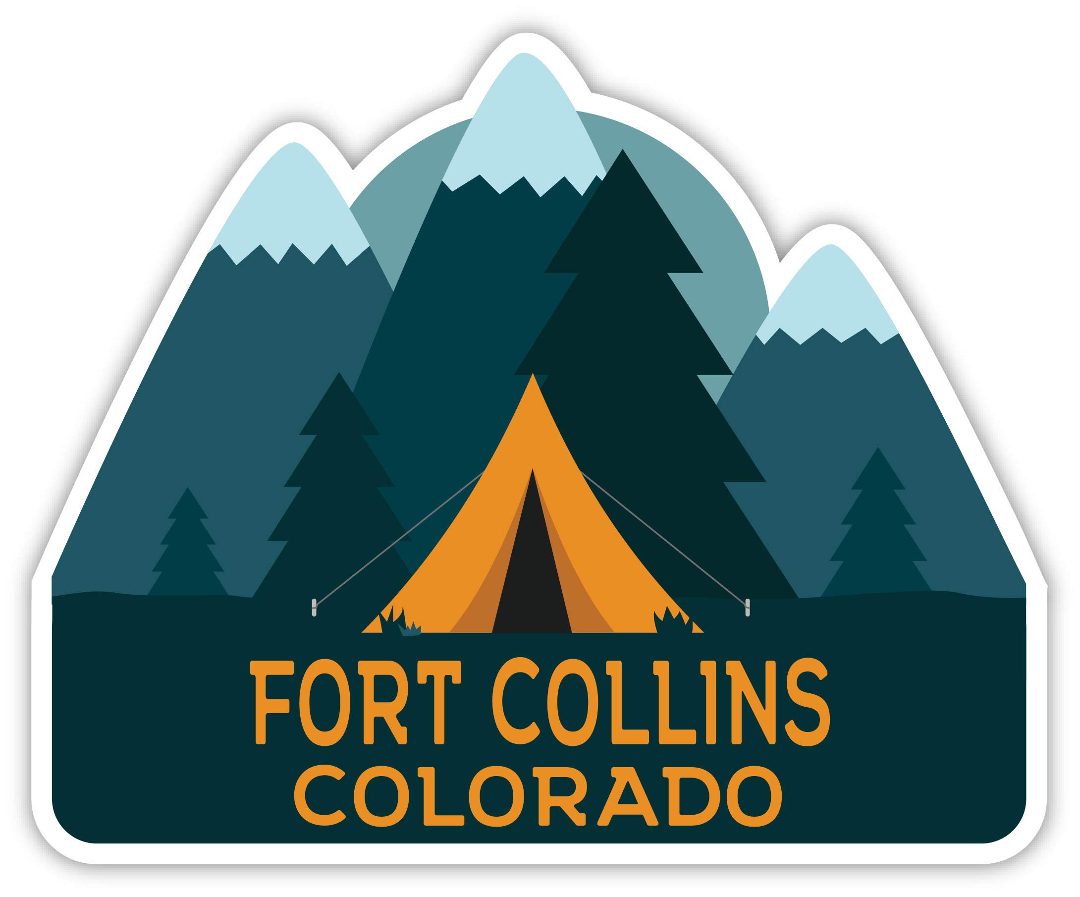 Fort Collins Colorado Souvenir 4-Inch Fridge Magnet Camping Tent Design