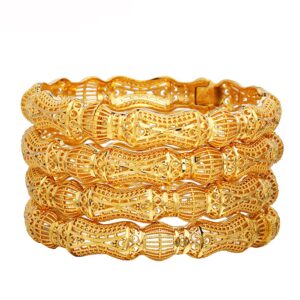 Ethlyn 18K Gold Plated Dubai Gold Bangles Women Bangles&Bracelet Thanksgiving Day Birthday Halloween Christmas Gifts for women (4pcs) (B215)