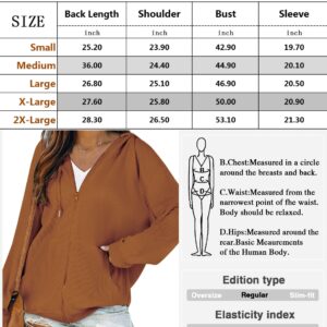 Cowasto Women Full Zip Up Hoodies Long Sleeve Casual Zipper Sweatshirt With Pocket Dark Brown