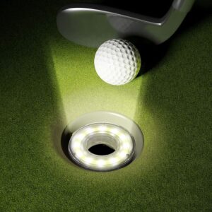 Retisee Golf Hole Lights Glow Golf Hole Led Glowing Golf Hole Lights Golf Hole Putting Green Flags And Poles Putting Green Golf Hole Light Up Cups Glow In The Dark Cups For Night Golf Play (4 Pieces)