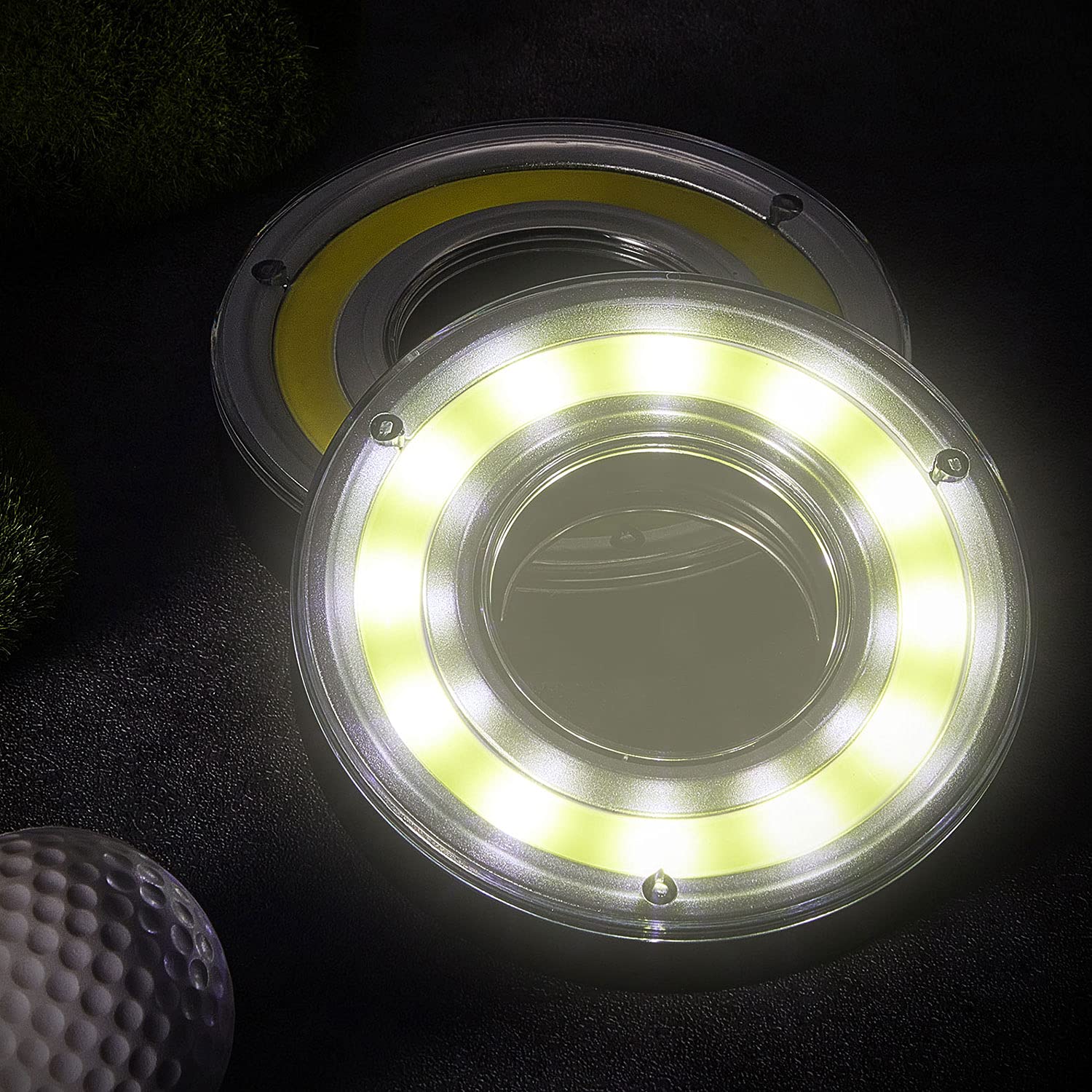 Retisee Golf Hole Lights Glow Golf Hole Led Glowing Golf Hole Lights Golf Hole Putting Green Flags And Poles Putting Green Golf Hole Light Up Cups Glow In The Dark Cups For Night Golf Play (4 Pieces)