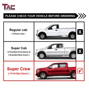 TAC Sidewinder Running Boards Fit 2015-2024 Ford F150 Supercrew Cab| 2022-2024 F150 Lightning EV Supercrew Cab|2017-2024 F250/F350/F450/F550 Super Duty Crew Cab Truck 4” Drop Fine Texture Black 2Pcs