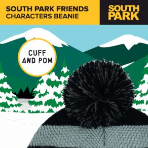 South Park Knitted Acrylic Winter Beanie Hat with Cuff and Pom, Multi, One Size