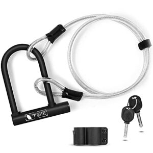 zxz Bike U Lock with Cable, Heavy Duty Bicycle Combination Secure U Locks, 14mm Shackle 12mm x1.2m Cable Anti Theft and Mounting Bracket, for Bikes Motorcycle etc