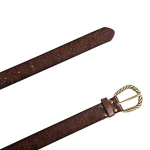 HiiFeuer Viking Fenrir Embossed Faux Leather Buckle Belt, Medieval Knight Belt (Brown)