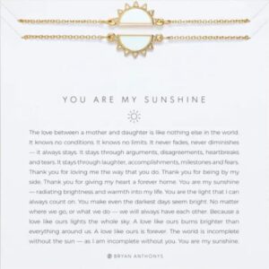 Bryan Anthonys You Are My Sunshine Necklace, 14K Gold Necklace for Women, Sun Pendant, 2 Piece Set, Adjustable Length