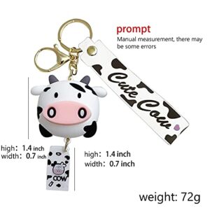 Sviiok SHANGPIN Cow Keychain,Farm Gift,Car Accessories,Cute Print Decor for Women Car Keys, White, 9 * 5