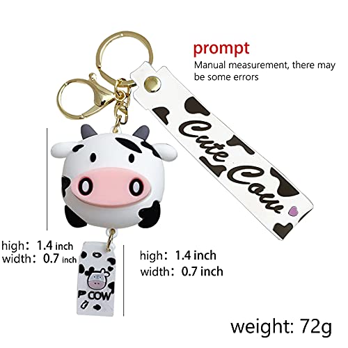 Sviiok SHANGPIN Cow Keychain,Farm Gift,Car Accessories,Cute Print Decor for Women Car Keys, White, 9 * 5