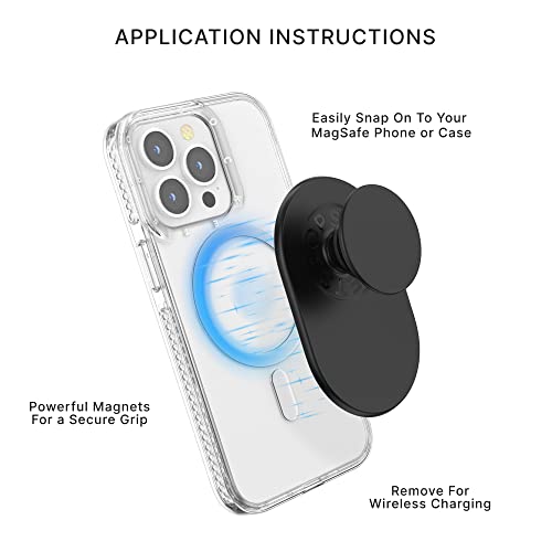 PopSockets Phone Grip Compatible with MagSafe®, Phone Holder, Wireless Charging Compatible, Pill-Shaped Grip - Black