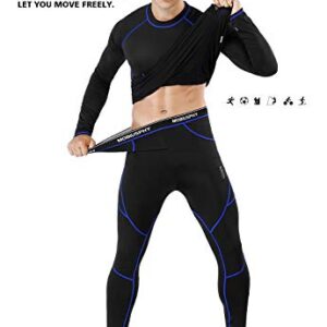 MOBIUSPHY Thermal Underwear for Men Long Johns Set with Fleece Lined Base Layer Top Bottom L Black