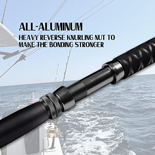 Fiblink Saltwater Fishing Trolling Rod 1-Piece Heavy Duty Roller Rod Big Name Fishing Pole with Roller Guides (80-120lb,5'6"-Upgrades)