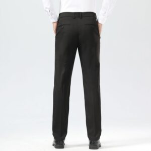 Plaid&Plain Men's Dress Pants Slim Fit Stretch Khaki Pants Wrinkle Free 8802 Black 30x30