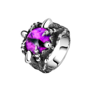 artist unknown biker punk mens stainless steel evil eye gothic dragon claw purple gem stone vintage ring (10)