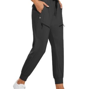 BALEAF Women's Joggers Lightweight Hiking Pants High Waist 5 Zipper Pockets Quick Dry Travel Athletic UPF50+ Dark Gray L