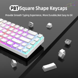 108 Key Double Shot PBT Pudding Keycaps with Translucent Layer Keycap Puller for Standard Full 104Key Compact 61Key/68Key/87Key/96Key Mechanical Keyboard MX Switch DIY Keycap(White Keycaps)