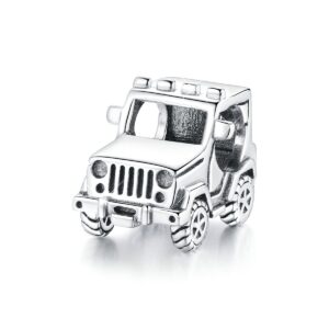 BISAER 925 Sterling Silver Car Charms Vehicle Travel Beads Charm for Bracelets Jewelry Gifts