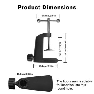 Mictop Heavy-duty Metal Table Mounting C Clamp for Microphone Suspension Boom Scissor Arm Stand Holder with Adjustable Positioning Screw Fits Up to 2.2 in/5.6cm Table Thickness, 4PCS