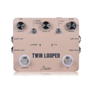 Rowin Twin Looper Station Guitar Effect Pedal with 9V DC 1A Pedal Power Supply