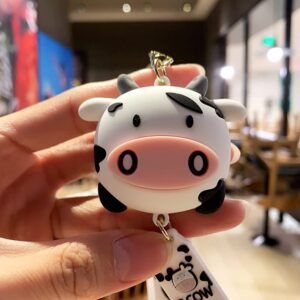 Sviiok SHANGPIN Cow Keychain,Farm Gift,Car Accessories,Cute Print Decor for Women Car Keys, White, 9 * 5