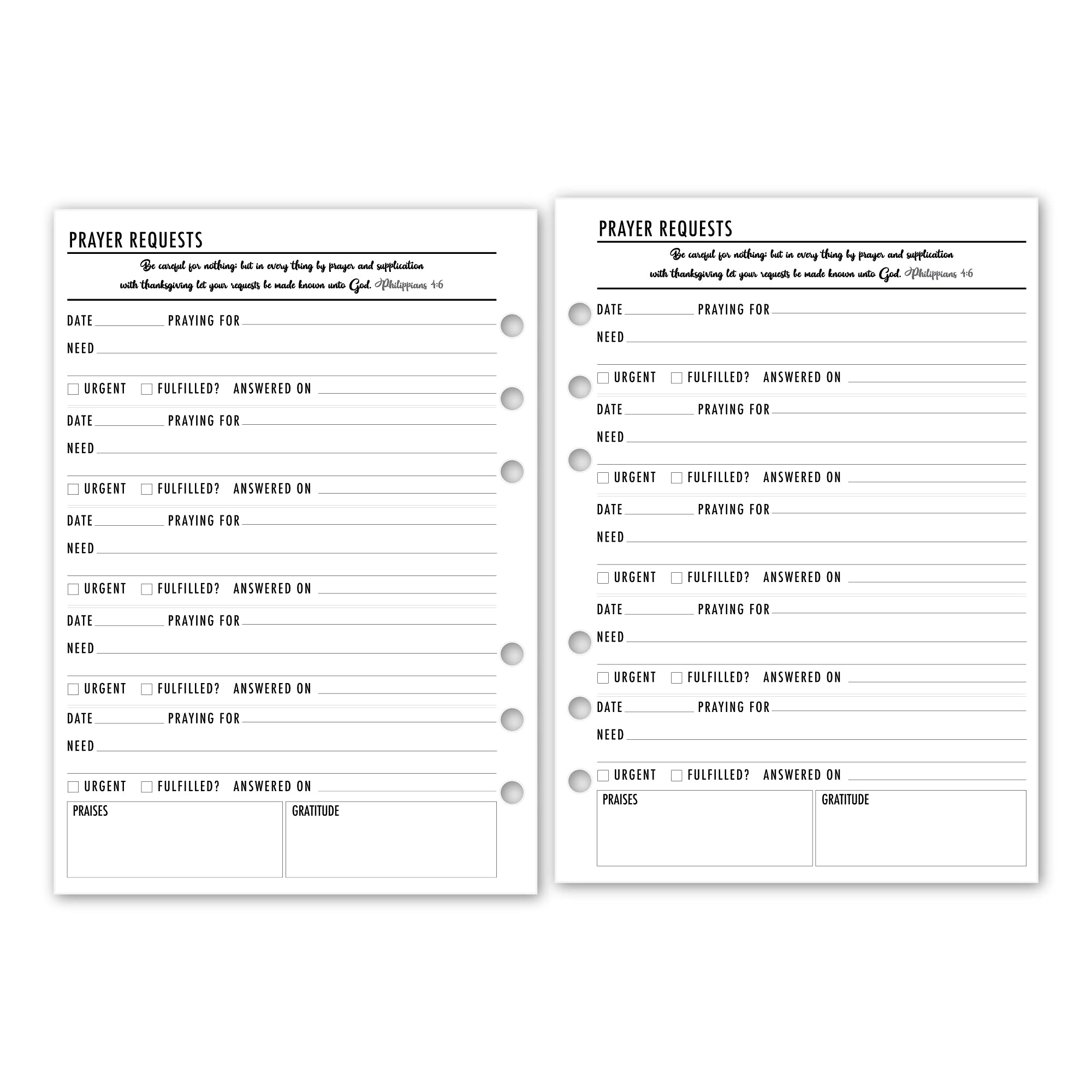 A5 Prayer Requests Planner Insert Refill, 5.83″ x 8.27″, Fits 6-Rings Binders - Filofax, LV GM, Moterm, Choice of Quantity