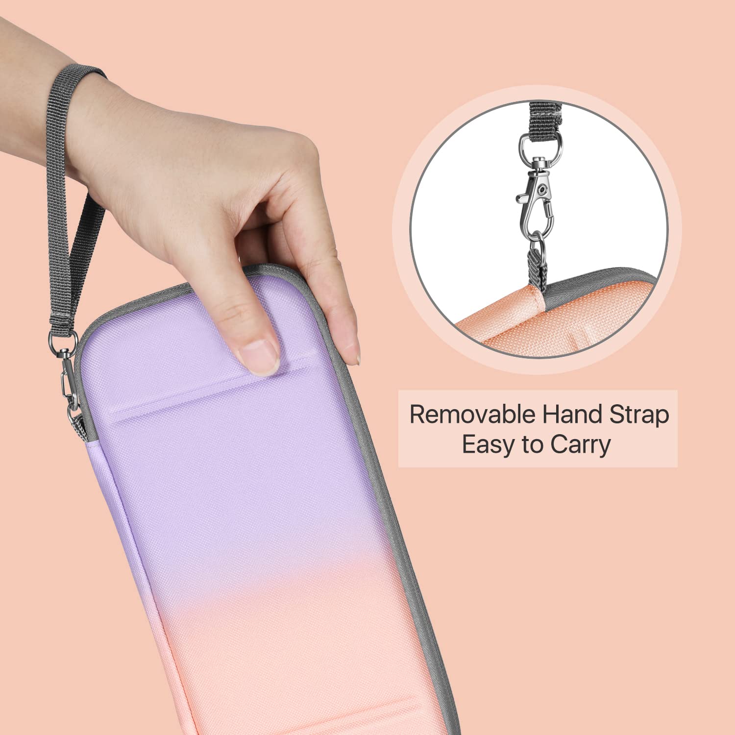 TNP Carrying Case For Nintendo Switch - Easy Carry Switch OLED Travel Case With Removable Wristlet Strap, Slim Case for Nintendo Switch with 10 Game Card Storage & 4x Thumb Grip Caps, Pink Purple