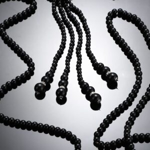 Hicarer Women's Pearl Necklace, 69 Inch Layered Strands with 2 Pieces 49 Inch Knotted Necklace, Black (ABS Material, Simulated Pearl)