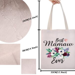 TSOTMO Grandma Gift Mamaw Canvas Tote Bag Best Mamaw Ever Gift Mother's Day Gift (Mamaw canvas)