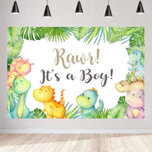 aperturee dinosaur it's a boy baby shower backdrop 5x3ft oh boy tropical palm leaves jungle photography background kids newborn cake table banner party decoration photo booth studio props favors