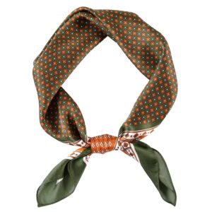 gerinly cowboy neckerchief for men 27 inch silk neck bandana retro rock head scarf for music festival ascot (armygreen)