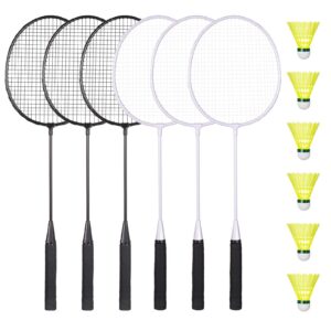 AboveGenius Badminton Rackets Set of 6 for Outdoor Backyard Games, Including 6 Rackets, 6 Nylon Badminton Shuttlecocks, Lightweight Badminton Racquets for Beginners