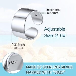 ChicSilver 925 Sterling Silver Toe Ring Womens Toe Ring Hypoallergenic Simple Minimalist 8mm Wide Toe Band Ring Women Beach Foot Jewelry Gifts for Mom Wife