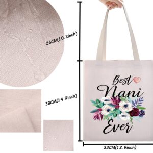 TSOTMO Best Nani Ever Canvas Tote Bag Nani Gift Grandma Gift from Grandchildren Grandma Birthday Gift (Nani canvas)