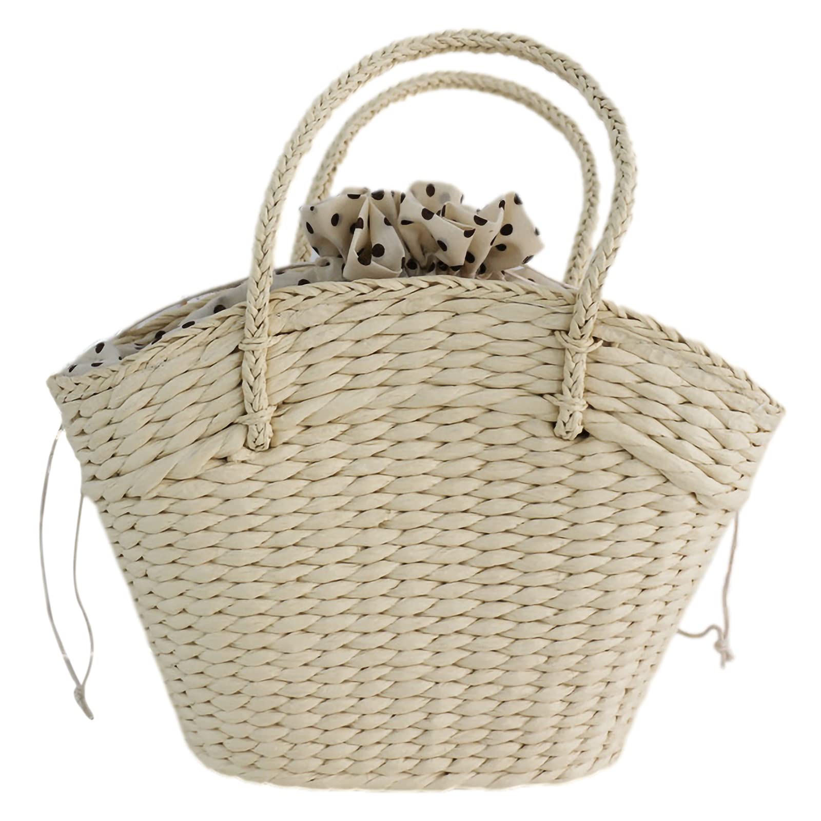 rismart Women Summer Beach handbag Handmade Straw Tote Bag for Vacation Picnic Daily Beige