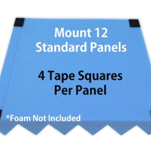 New Path Designs Double-Sided Acoustic Foam Panel Mounting Squares, 48-Pack, Studio-Grade Adhesive Tape, Heavy Duty Bond to Acoustic Panels/Soundproof Foam, No Wall Residue (for 12 Standard Panels)